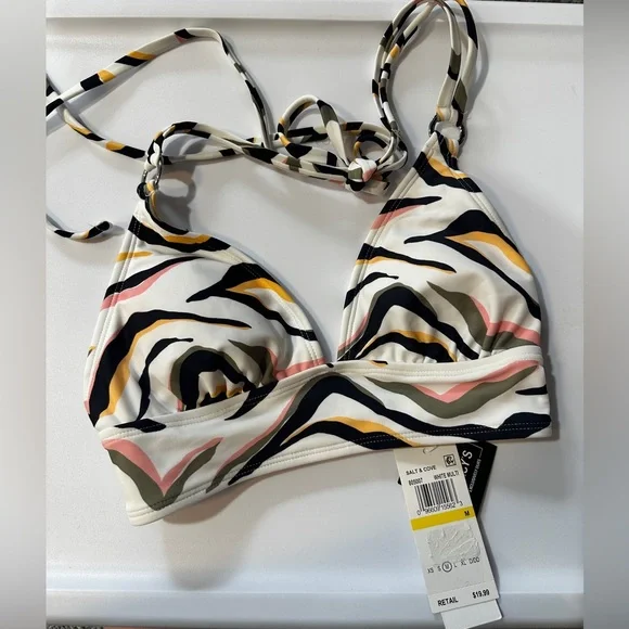 NWT Salt + Cove WHITE MULTI Seeing Stripes Bikini Top - Picture 2 of 5